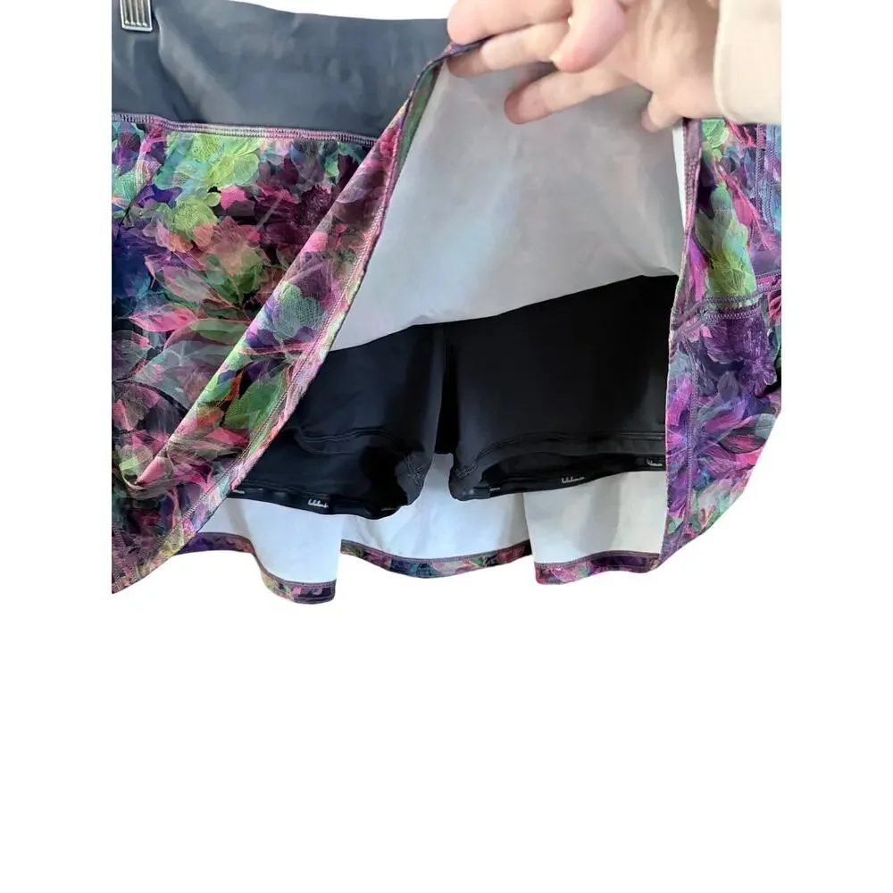 Lululemon sheer mesh floral print skirt skirt size 12 tennis pickleball active